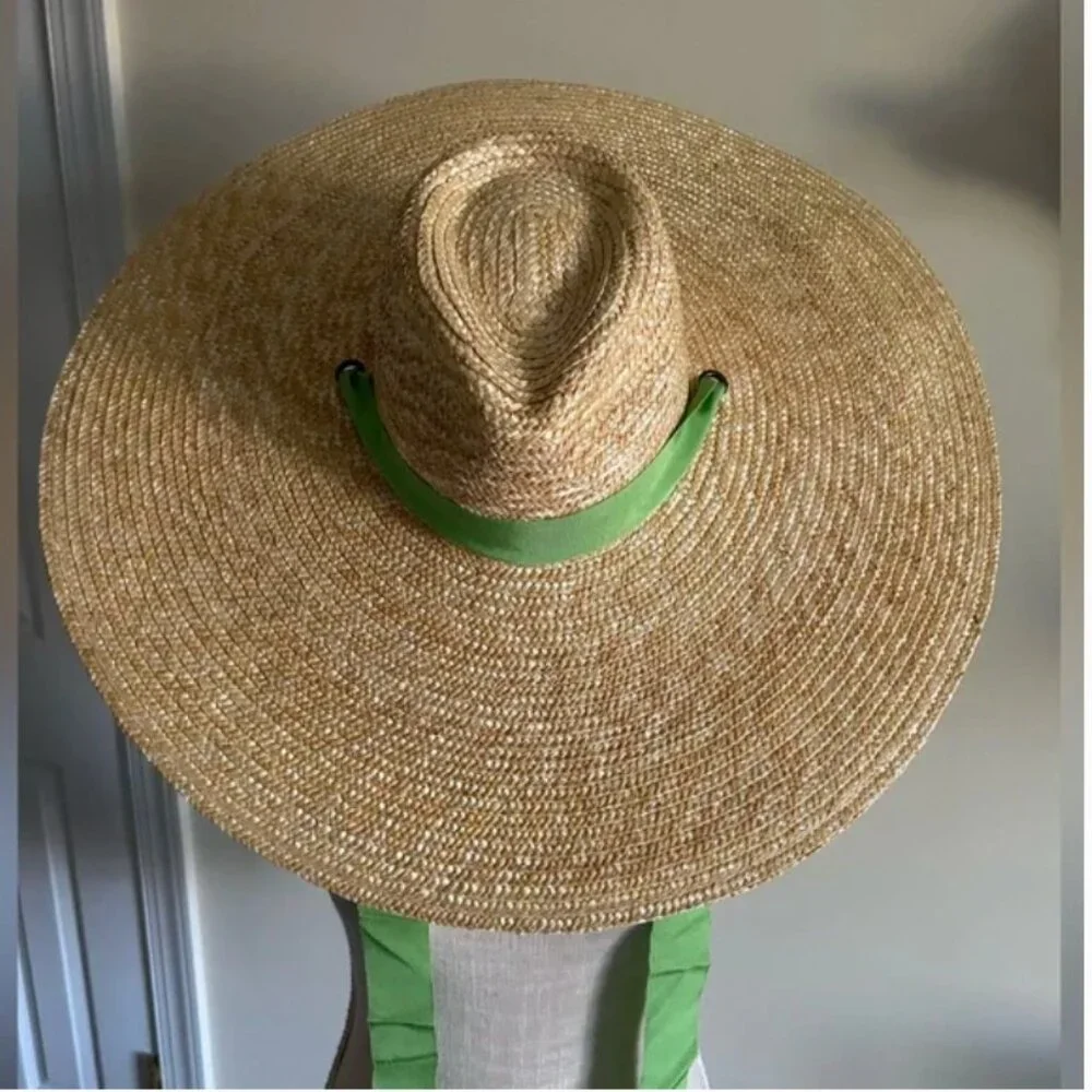 Free People NWT Straw Wide Brim lime green women’s hat